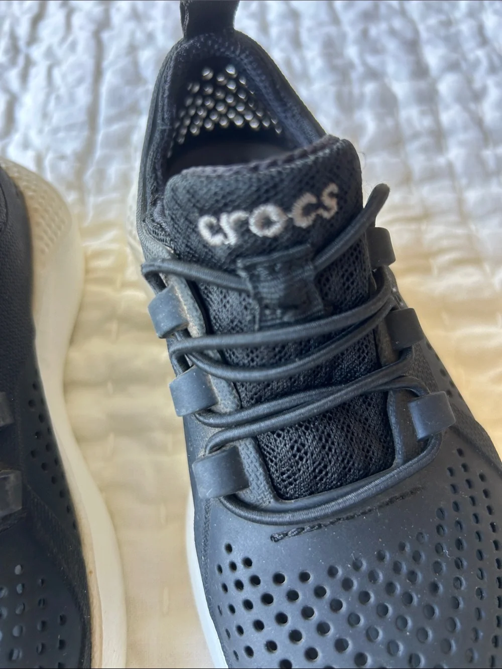 CROCS Kids Black and White LiteRide Sneakers